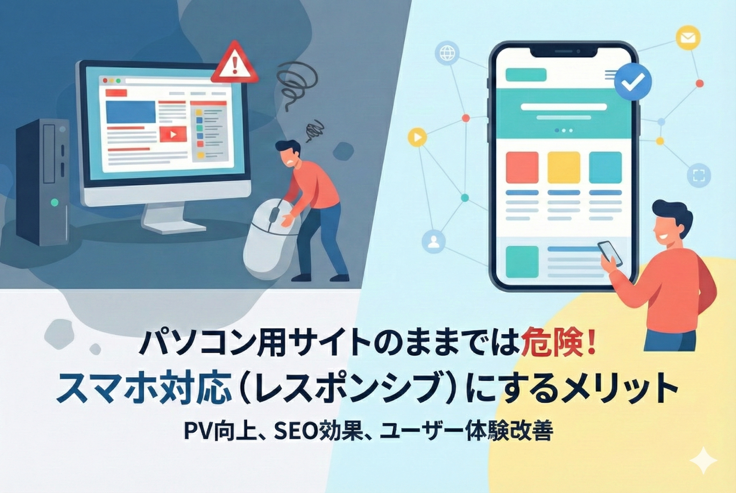 パソコン用サイトのままでは危険！スマホ対応（レスポンシブ）にするメリット